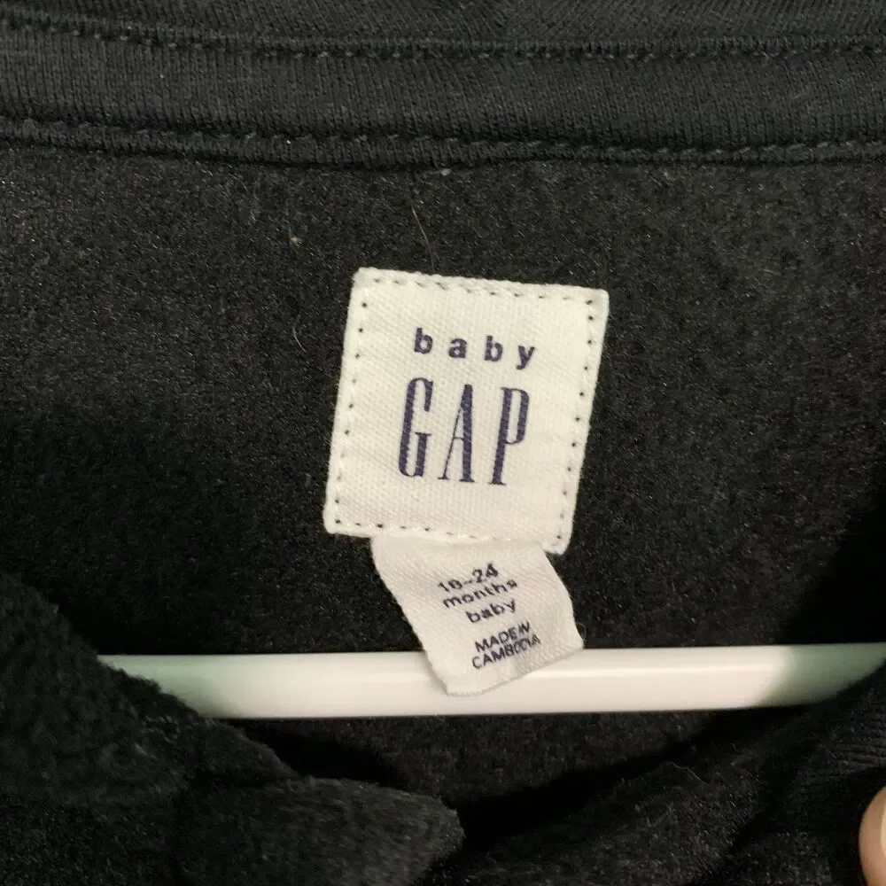 Baby GAP 18-24m Hooded Bear Ear Fleece Zip Up Bunting Suit Black